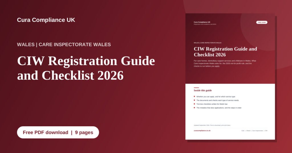 Cover of the free Care Inspectorate Wales Registration Guide and Checklist 2026