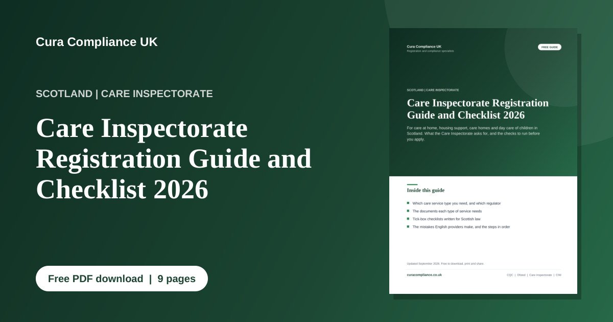Free Care Inspectorate registration guide and checklist for care services in Scotland